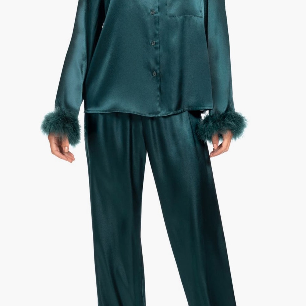 In Bloom Blue Satin Pajama Set Intimates & Sleepwear